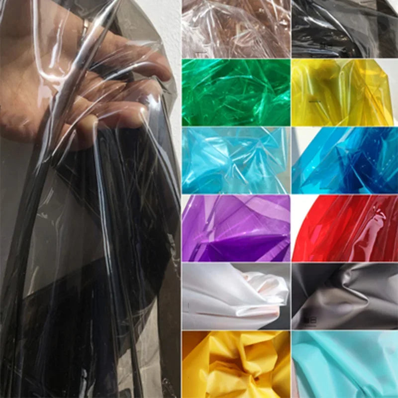 tissu transparent polyester tpu noir bleu vert jaune moderne élégant légèrement rugueux résistant déchirure