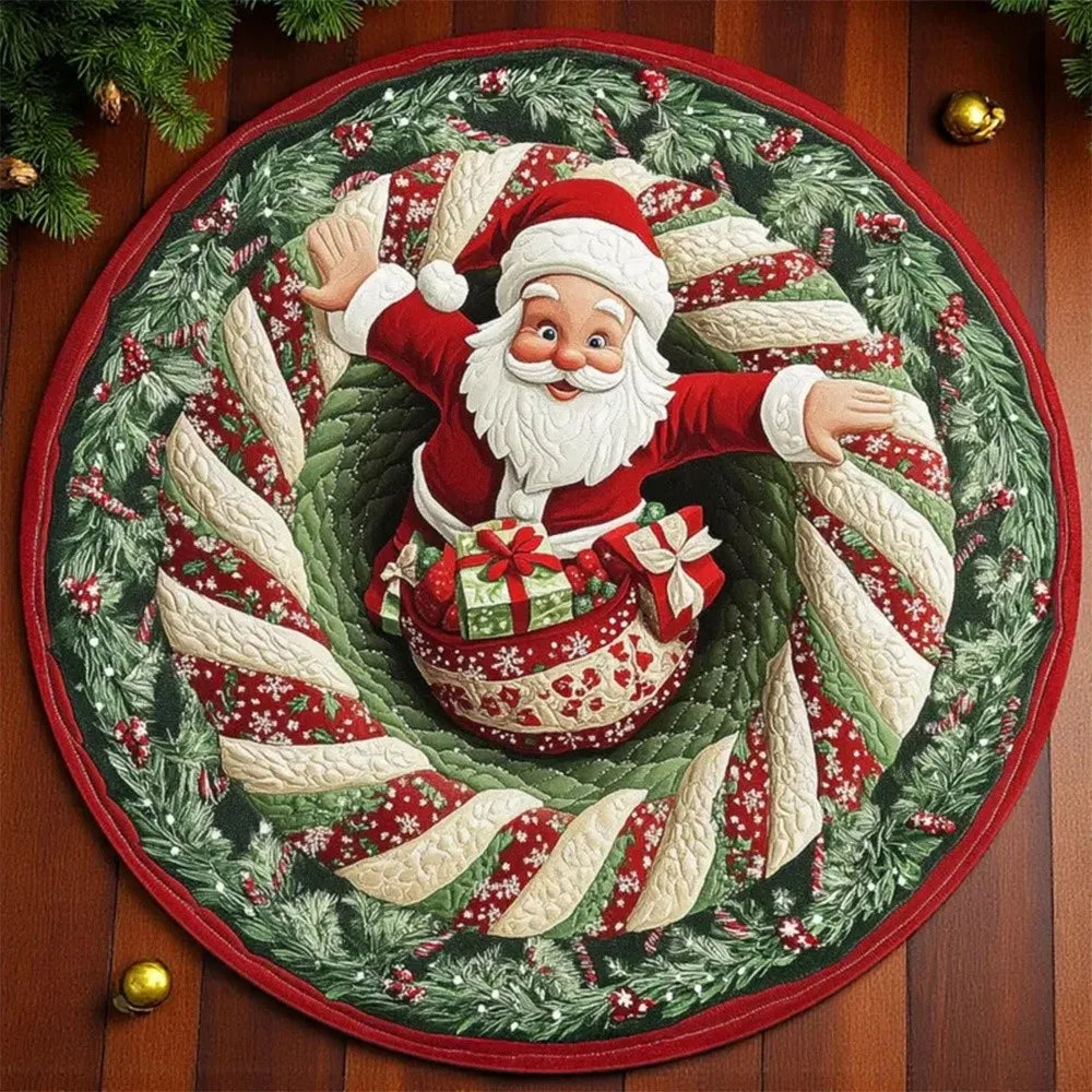 tapis rond noël père noël train pingouins guirlande rouge décoration chambre vinyle sans bpa