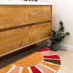 tapis bain antidérapant polyester fleuri orange rouge moderne intérieur campement doux pelucheux