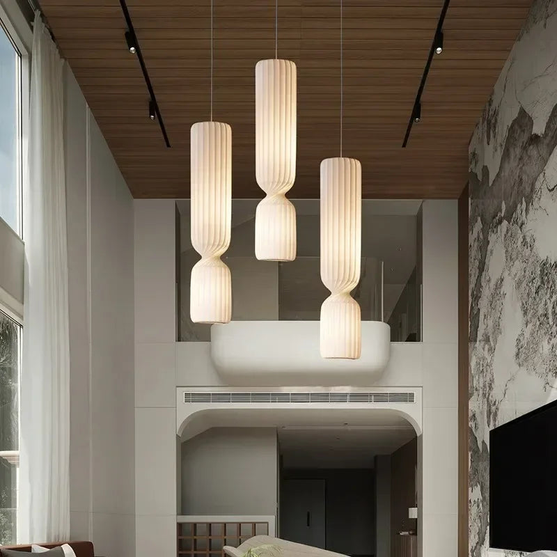 lampe suspension blanc rayures horizontales moderne câble suspendu base câble interrupteur led 249 2000