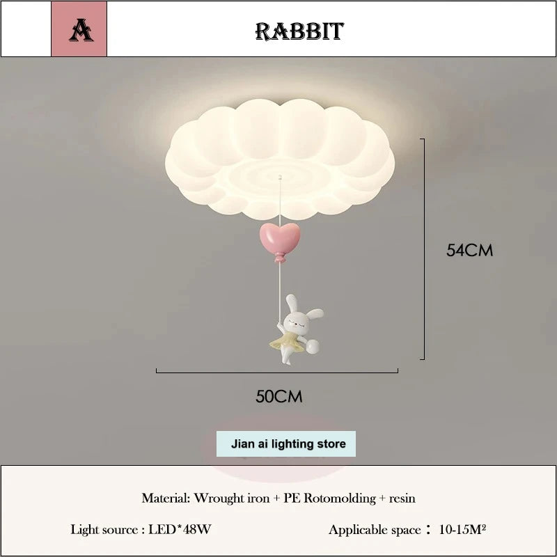 lampe moderne blanche nuages lapin ballon chambre enfants lumière led