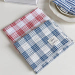 serviettes cuisine carreaux blanc rouge bleu tissé classique opaques