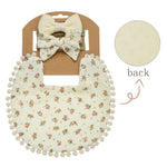 bavoirs bébé fleurs pompons élastiques doux vintage blanc rose jaune bleu gris