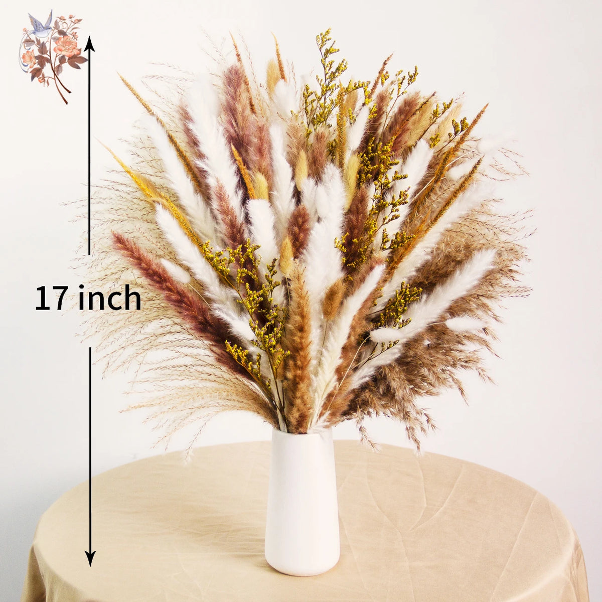 bouquet fleurs séchées naturel blanc beige rustique décoration maison anniversaire mariage
