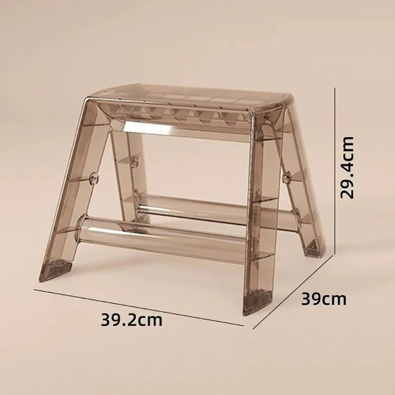 trois marches plastique transparent moderne minimaliste pieds métalliques porte ouverte poids 150kg