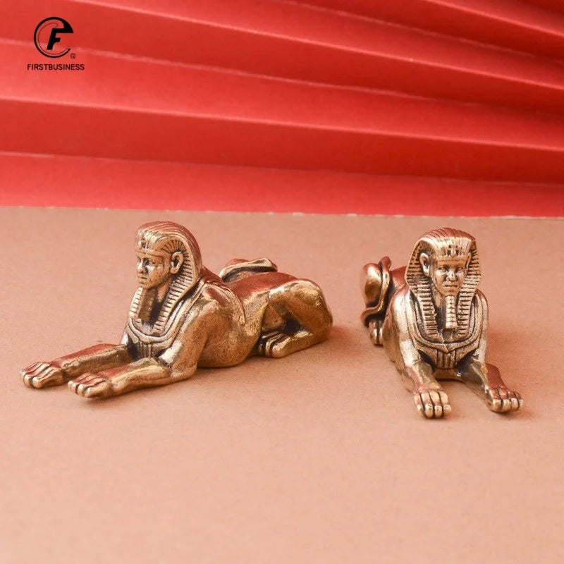 statues égyptiennes sphinx dorées bronze décoratives maison 7.3cm longueur 2.8cm hauteur