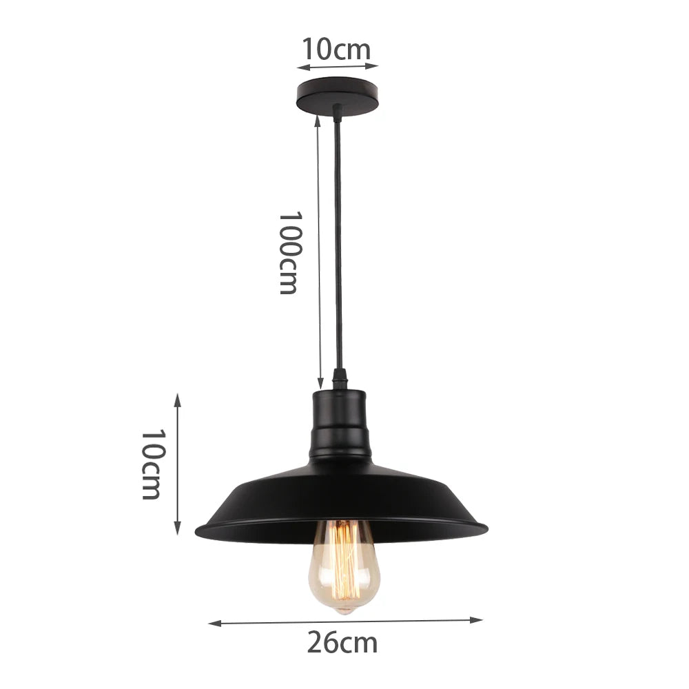 suspension industrielle vintage métal noir ampoule e27 salon chambre hallhôtel led echangée
