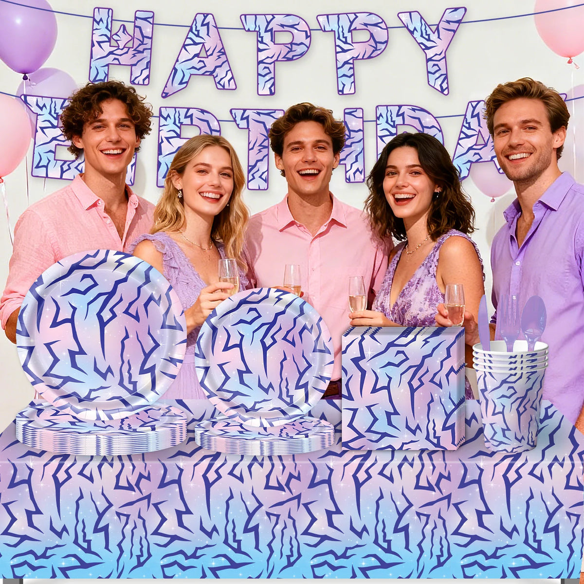 assiettes papier violet serviettes napkins gobelets plastique party purple hunter decorations anniversaire festifs moderne