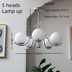 lustre led moderne sphères translucides blanc chrome interrupteur tactile salon chambre