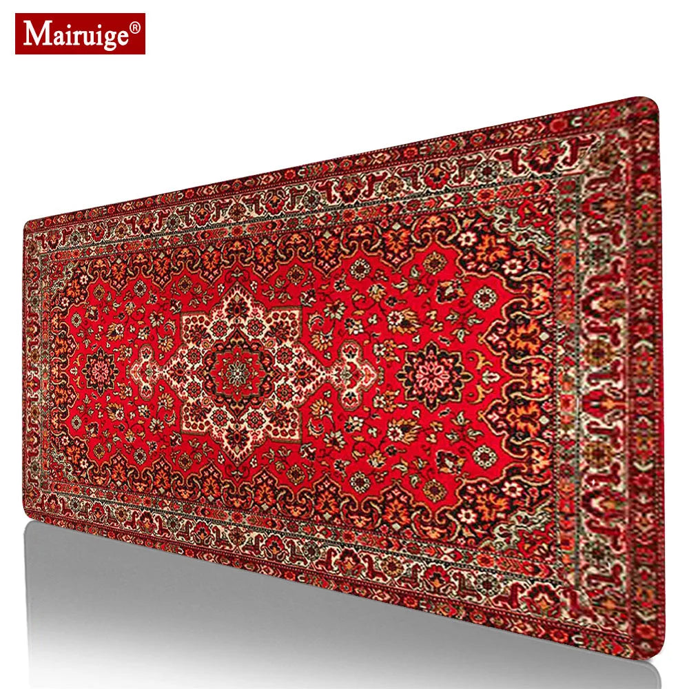 tapis souris gamer grand motif persan traditionnel gaming rouge noir