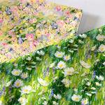 tissu coton imprimé floral motifs marguerites roses peinture huile abstraite digital printing 145cm large