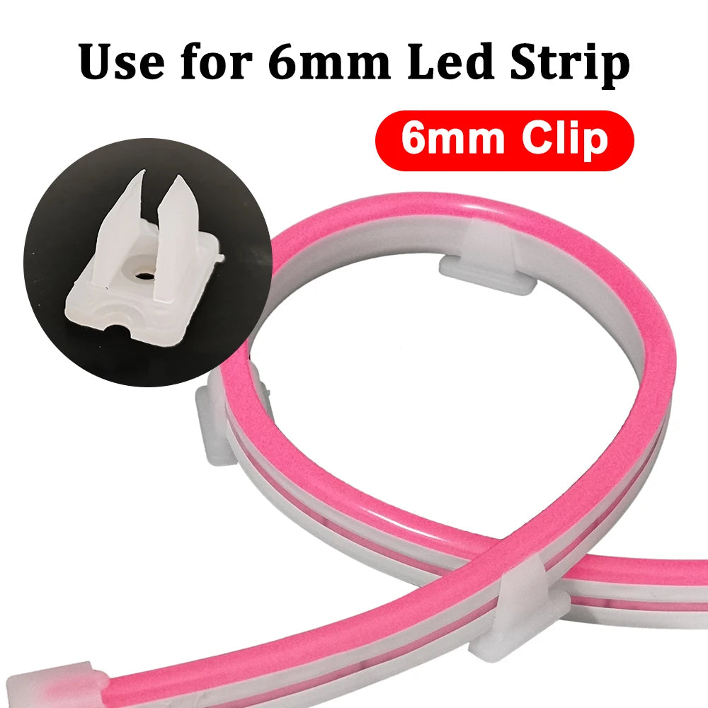 clips fixation rubans led blancs plastique haute qualité 6mm 8mm 12mm certifiés fcc rohs