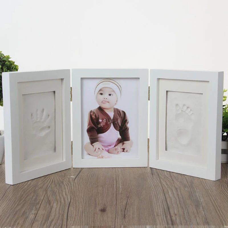 cadre photo enfant empreintes main pied blanc clips classique matériau opacité souvenir croissance