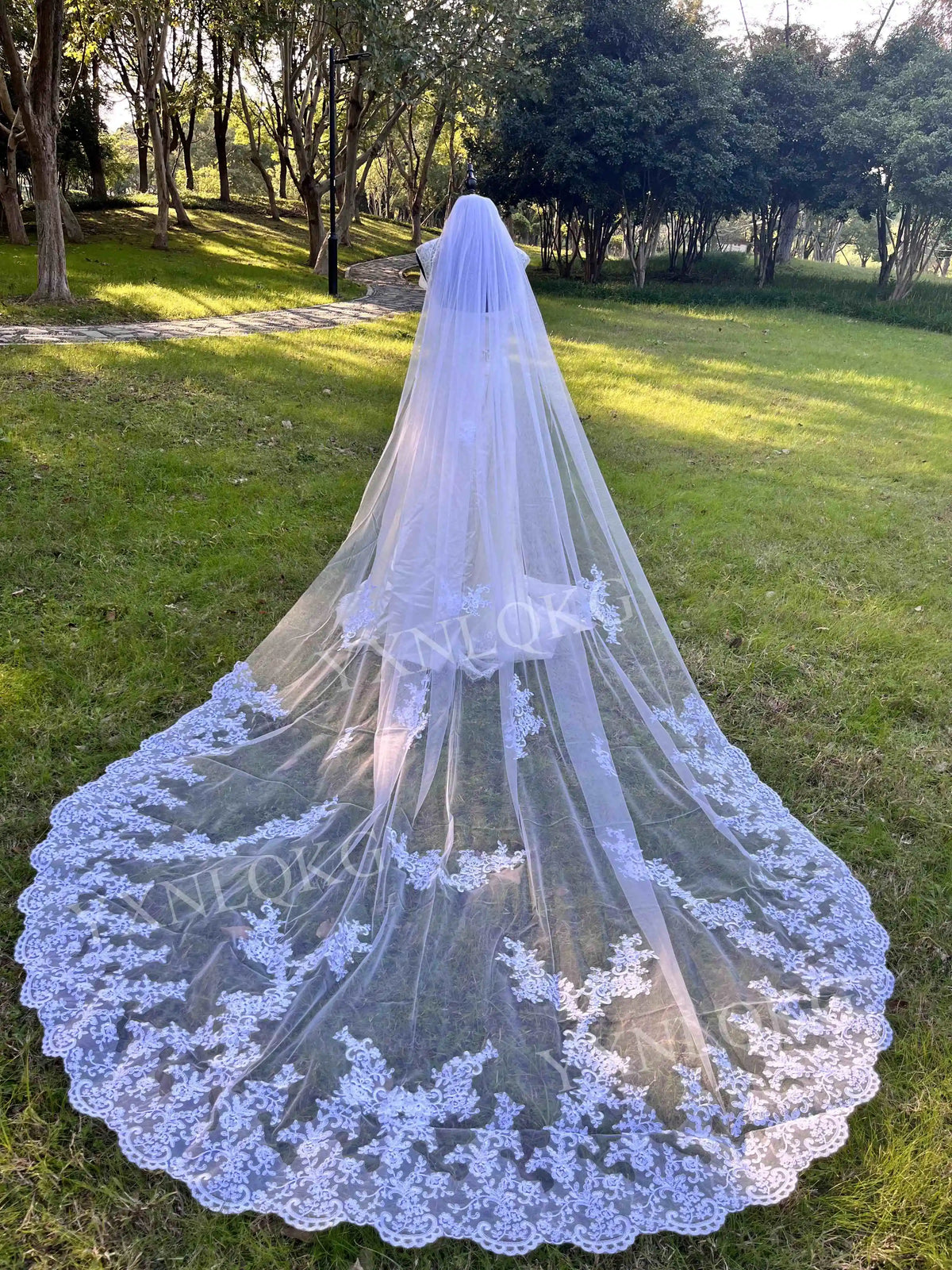 voile mariée blanc dentelle polyester monocouche bordure dentelle translucide classique peigne métallique accessoire mariage