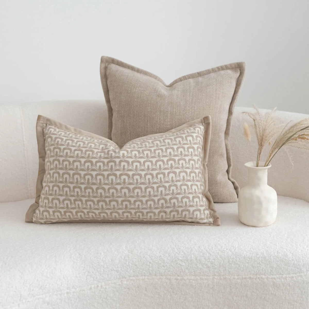 coussin beige motif géométrique moderne housses polyester 200 fils square sans rembourrage décoration lit