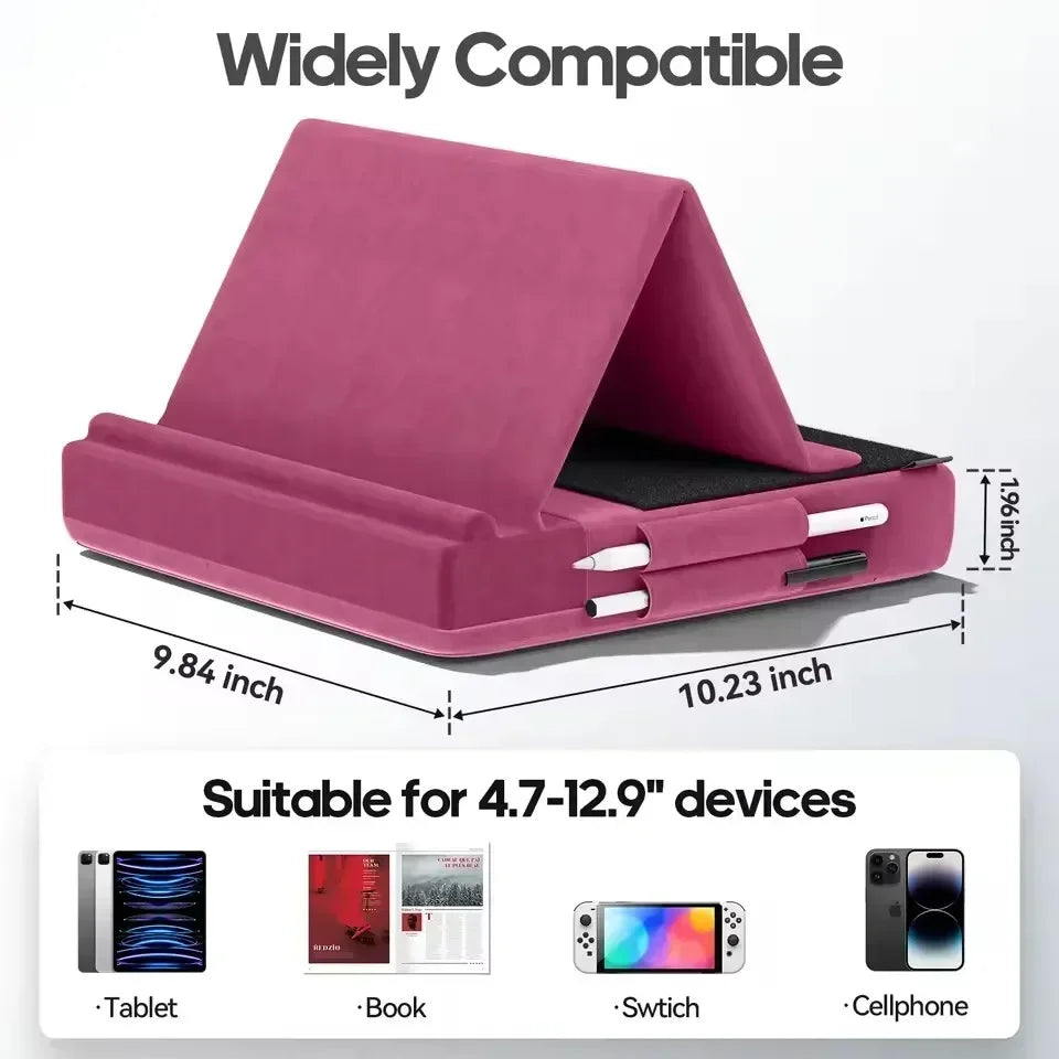 support tablette pliable rangement stylos modernes tissu doux portable gris rose bleu