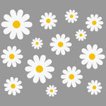 sticker mural fleur marguerite blanc jaune deco enfantine champetre pvc moderne decoration maison bricolage
