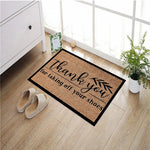 tapis d'entrée antidérapant marron lettres blanches feuilles vertes résistant bactéries moderne extérieur sol porte