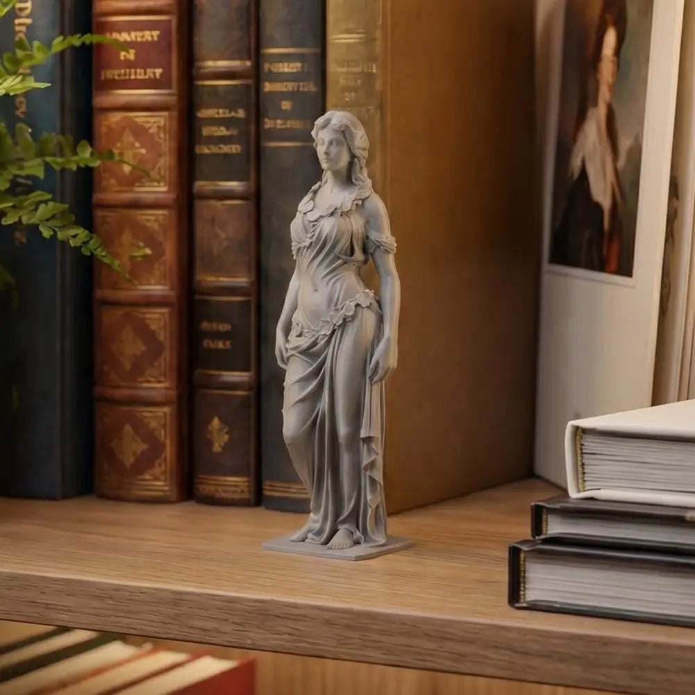 statue blanche femme antique classique étagère décor élégant livres éclairage doux gaming