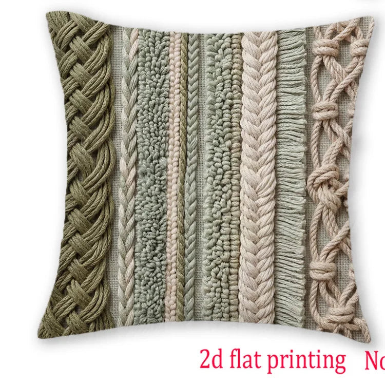 taies d'oreiller décoratives vertes artisanal motifs tissés brodés 40x40cm 45x45cm 50x50cm 60x60cm
