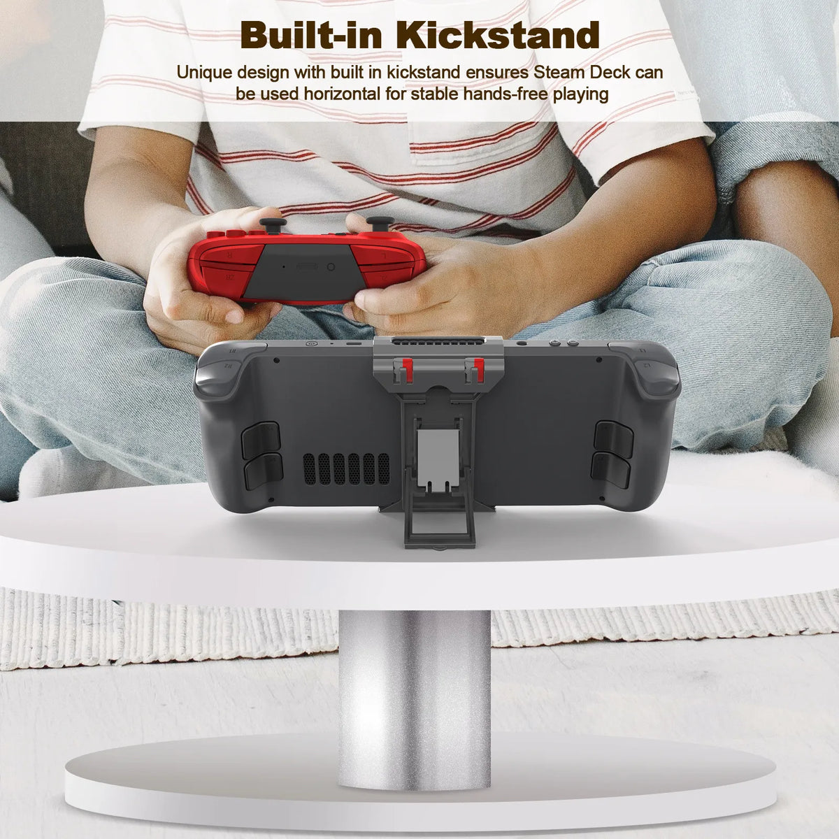 support mural steam deck gris rouge fixation vis utilitaire moderne rangement console jeu