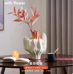 vase céramique abstrait artisanal rose vert orange marron bleu ondulé texturé sculptural
