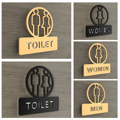 Panneau de toilette moderne en acrylique avec logo WC design