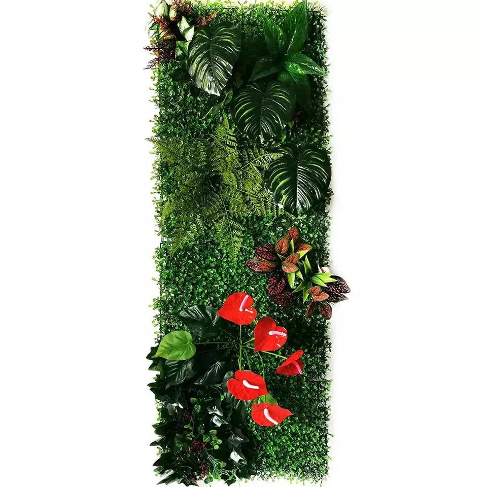 décoration mur végétal artificiel diverses feuilles fleurs moderne intérieur accroché