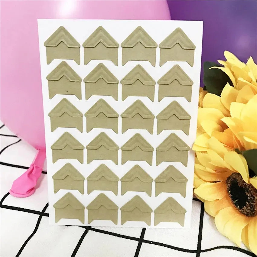 clips d'angle adhésifs modernes triangles or argent rose noir jaune scrapbooking photo albums décoration