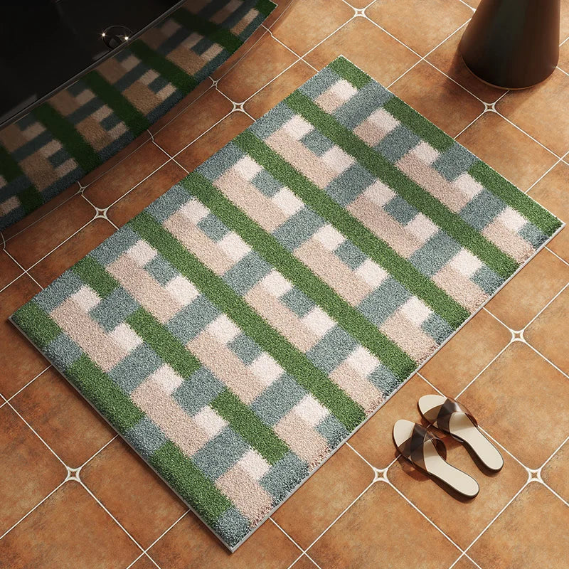 tapis sol salle bain antidérapant décoratif coton absorbant motif géométrique moderne intérieur