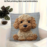 housse coussin chien cartoon beige marron polyester carré lit canapé décoration maison