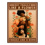 toile d'art vintage illustration personnes s'embrassant fleurs rouge texte bomb flower decoration murale retraite