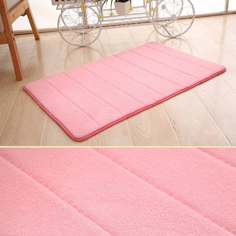 tapis antidérapant mousse mémoire forme absorption eau moderne uni doux vert rouge rose marron
