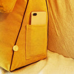 coussin multifonctionnel velours uni jaune bleu marine gris moderne amovible poche smartphone 45x20cm
