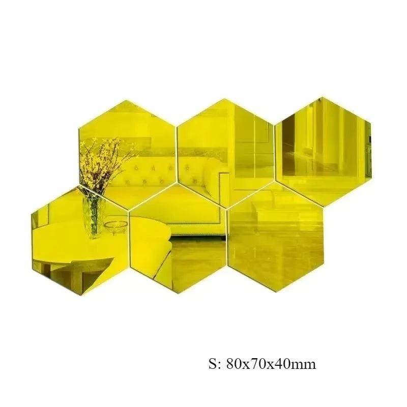 miroirs hexagonnels modernes stickers adhésifs or argent décoration chambre salon événement