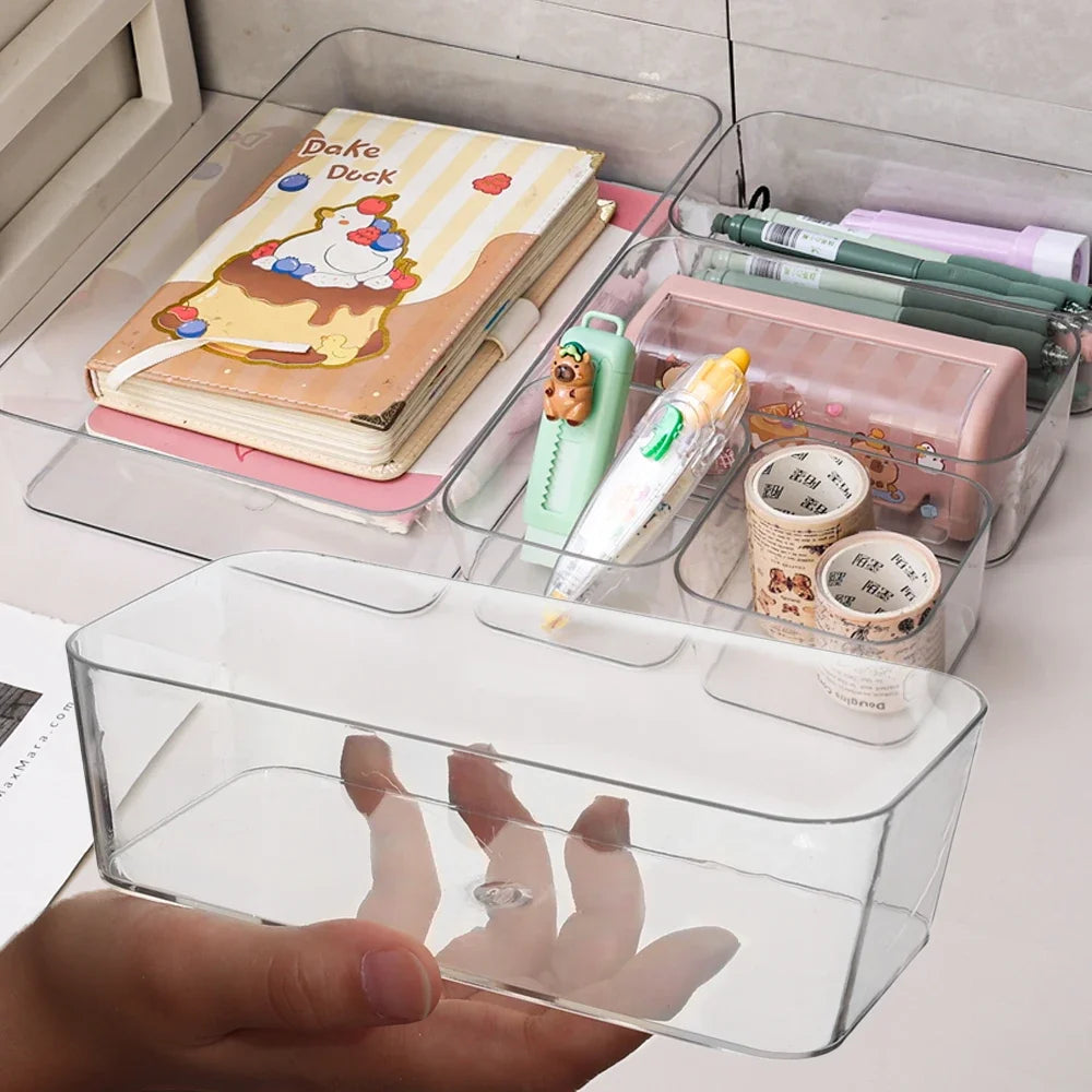 boîtes rangement transparentes réutilisables boîtes bijoux accessoires maquillage moderne minimalistes adhésives