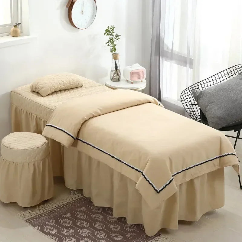 lit massage blanc beige rose gris marron uni moderne coussin tête pieds