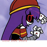 accessoire costume dessin animé violet rouge noir gants casque texture cuir détails métalliques