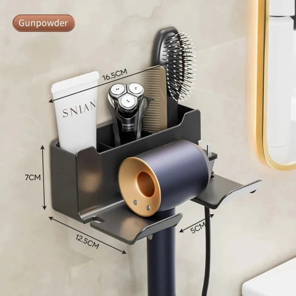 organisateur mural salle bain sèche cheveux rasoir brosse minimaliste moderne noir blanc