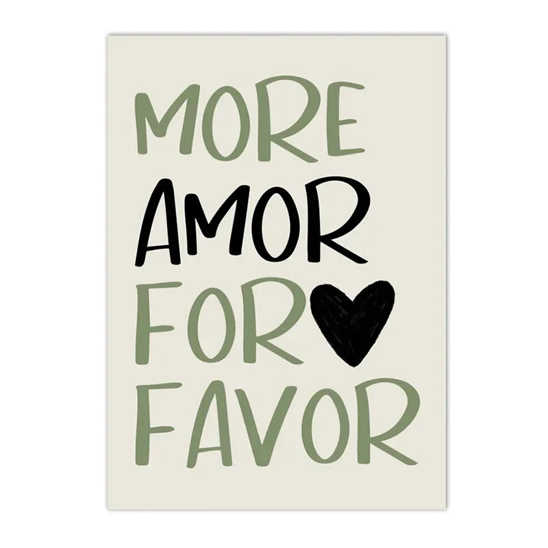 affiche moderne citation amour verte décoration murale toile sans cadre print abstract
