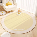tapis rond moderne rayures horizontales bleu clair jaune clair beige vert clair polyester anti