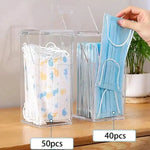 boîte rangement masques jetables transparente bleu clair moderne pratique poignées blanches 50pcs 40pcs