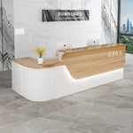 comptoir accueil moderne blanc tiroirs rangement mobilier commercial luxe minimaliste