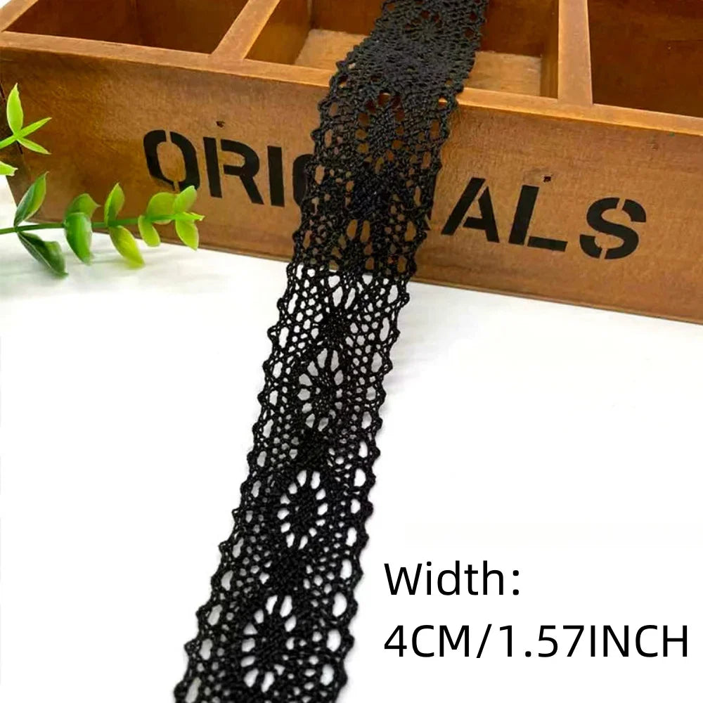 ruban dentelle fine noire motifs floraux classique 100 coton opacité 2cm largeur mariage décoration