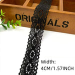ruban dentelle fine noire motifs floraux classique 100 coton opacité 2cm largeur mariage décoration