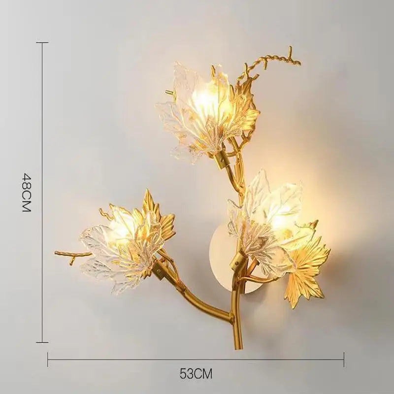 lustre moderne cristal feuilles d'érable organique suspension câbles chambre salon
