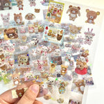 sticker kawaii mignon dessin animé waterproof scrapbooking stickers pastel ours personnage floral