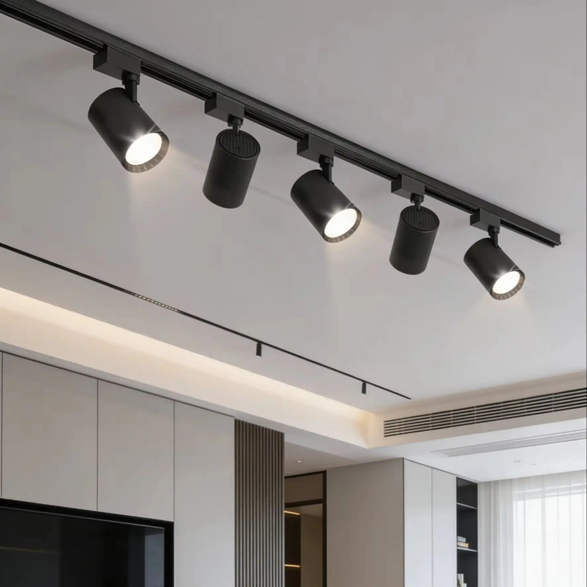 kit spot led rail noir moderne salon magasin éclairage intérieur couleurs