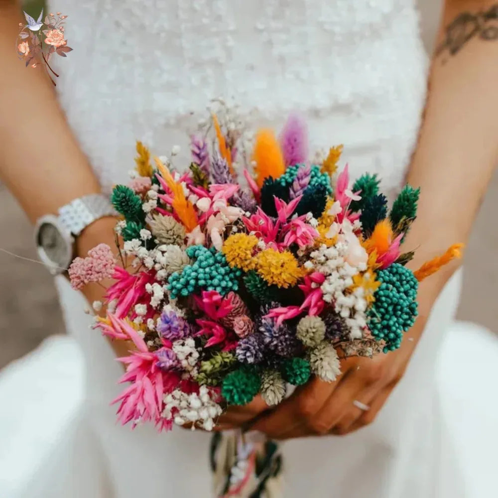 bouquet fleurs séchées multicolore boho décoration maison anniversaire baby shower