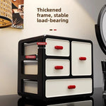 boîte maquillage moderne boîtes rangement noires blanches rouges poignées motifs géométriques